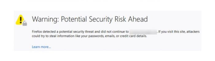 Security risk message